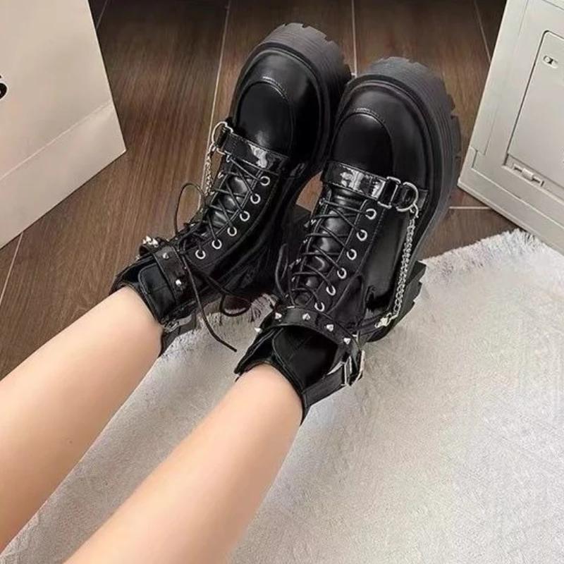 Fashion Studded Non Slip Booties Height Increasing Chunky Female Short Shoes High Quality Trend 2025 Large Size Warm Women's Ankle Boots