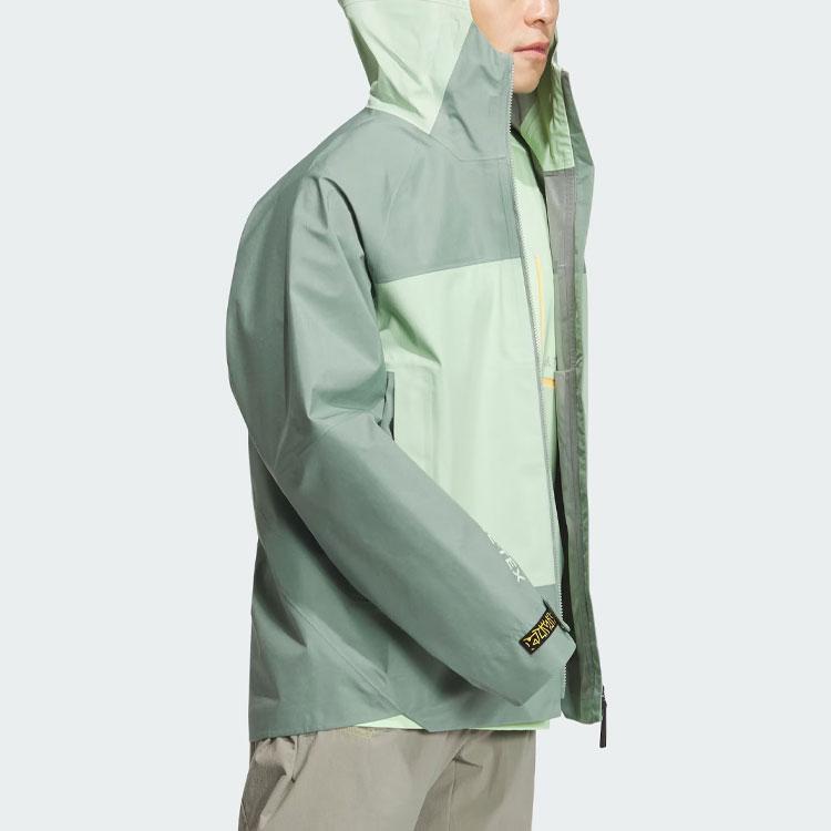 Adidas X National Geographic Color Block Double Layer Sports Hooded Outdoor Hiking Waterproof Windproof Breathable Jacket Men Jacket IS9521