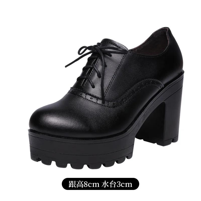Fashion T Platform Walk Show 8cm High Heels Thick Heels New Autumn Velvet  Waterproof Platform Women Single Shoes Big Size 32-43