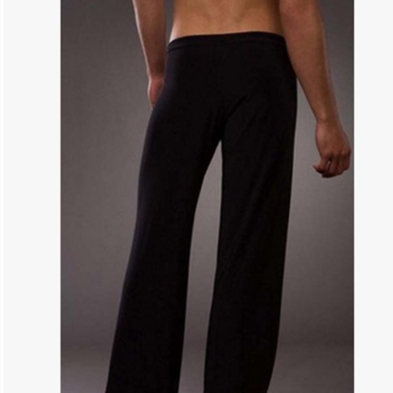 Pánské prodyšné volné pyžamové kalhoty - Hladké, chladivé a ležérní dlouhé domácí oblečení