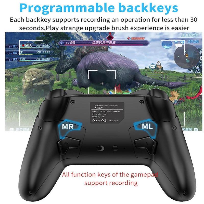 Bluetooth Controller for Switch/Mac/PC/Steam/Mobile Phone/iOS/Android//TV/iPad/Table/Apple Arcade MFi Games, Switch Pro