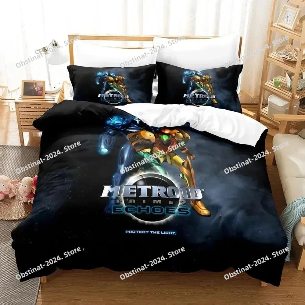 Metroid Prime Corruption Bedding Set Printed Bed Set Duvet Cover Sheet Pillowcase Bed Soft Quilt Cover Full Queen King Size