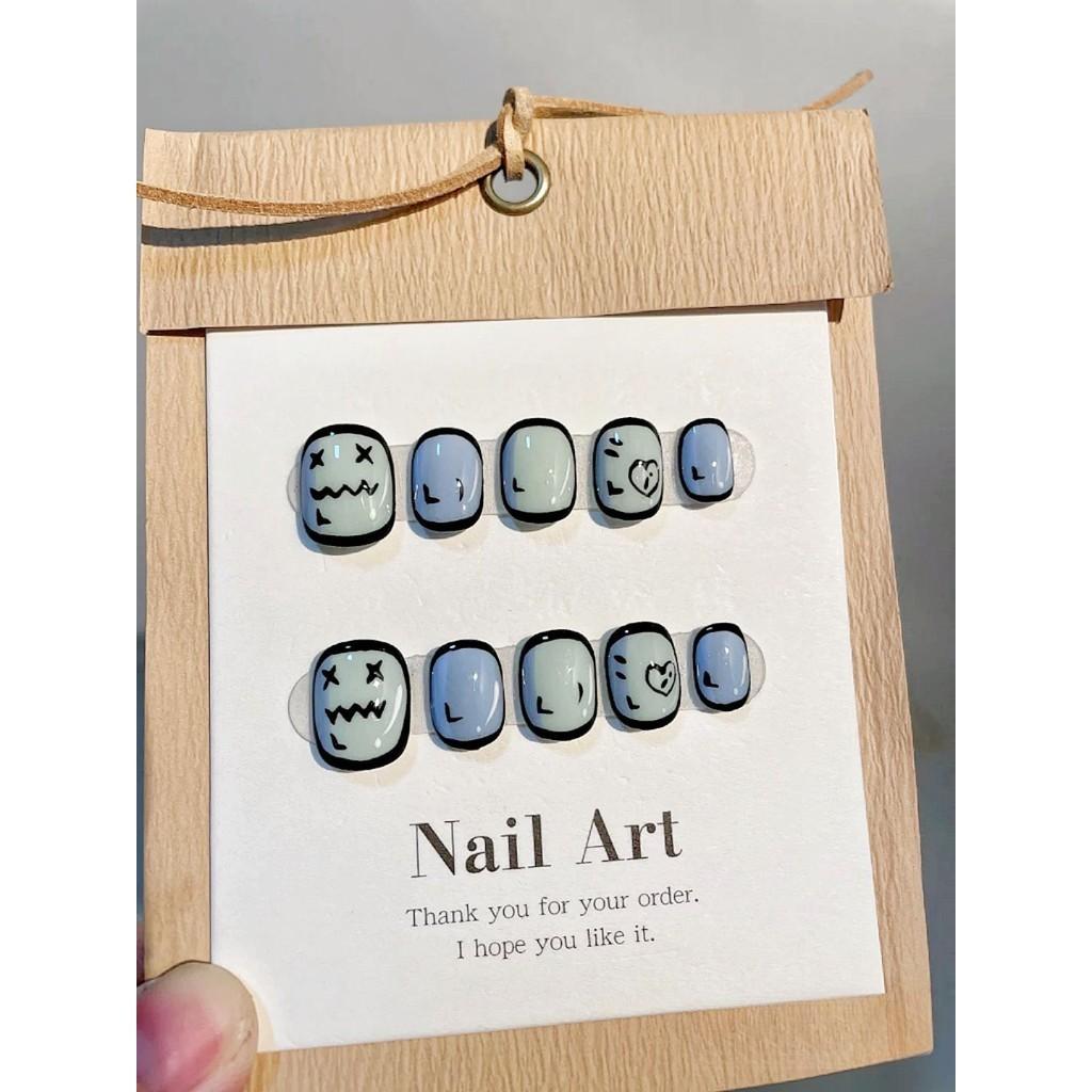 

РУЧНАЯ РАБОТА Короткие Искусственные Ногти Мультяшные Милые Комичные Лица Фототерапия Ногти Накладные Ногти Многоразовые и Съемные Ногти L