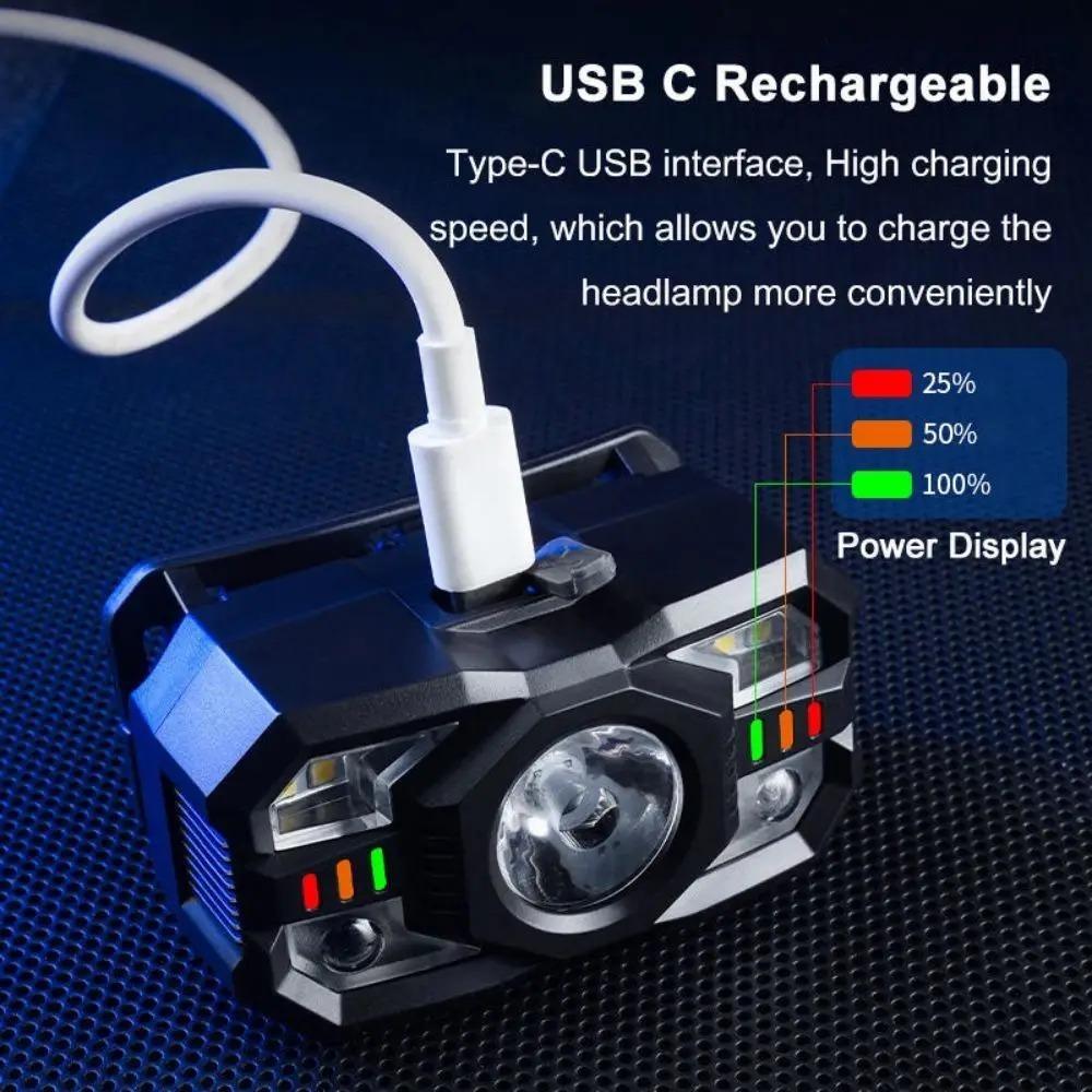 50W intellisense Led Headlamp Rechargeable Headwear Strong Light Sensor Flashlight Night Fishing Light Multi functional induction headlights