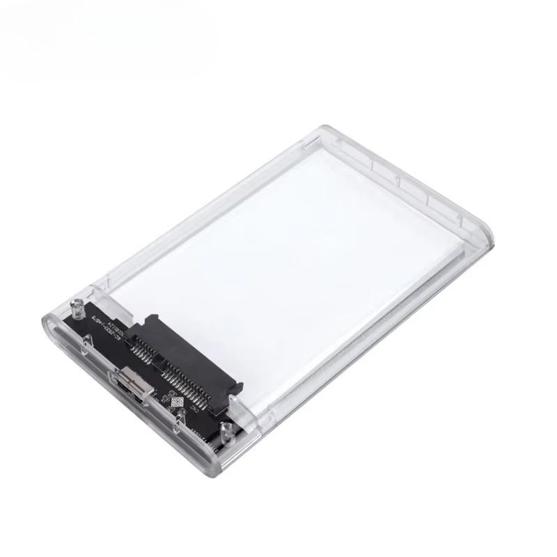 Portable USB2.0 To SATA 2.5 Inch HDD Hard Drive Enclosure Transparent Plastic External SATA Case
