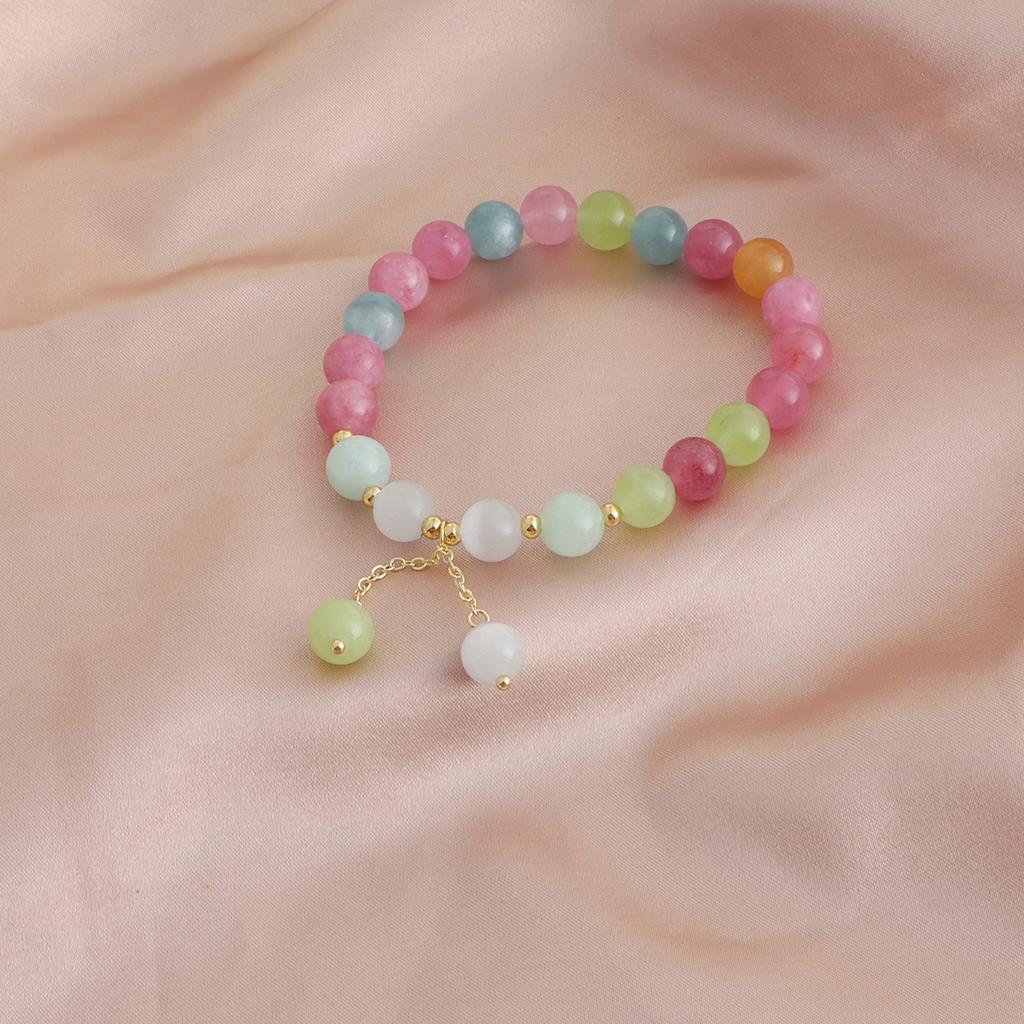 Bracelet Natural Stone Watermelon Tourmaline Rose Stone Xinjiang Jade Powder Crystal Bracelet Bracelet Girlfriend Dopamine