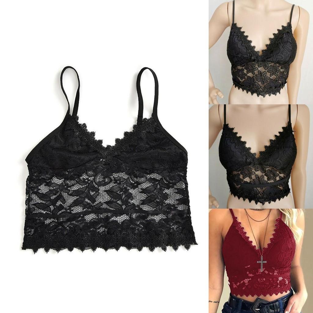Elegant Lace Women's Bralette Cami Top With Sexy V-neck And Spaghetti Straps