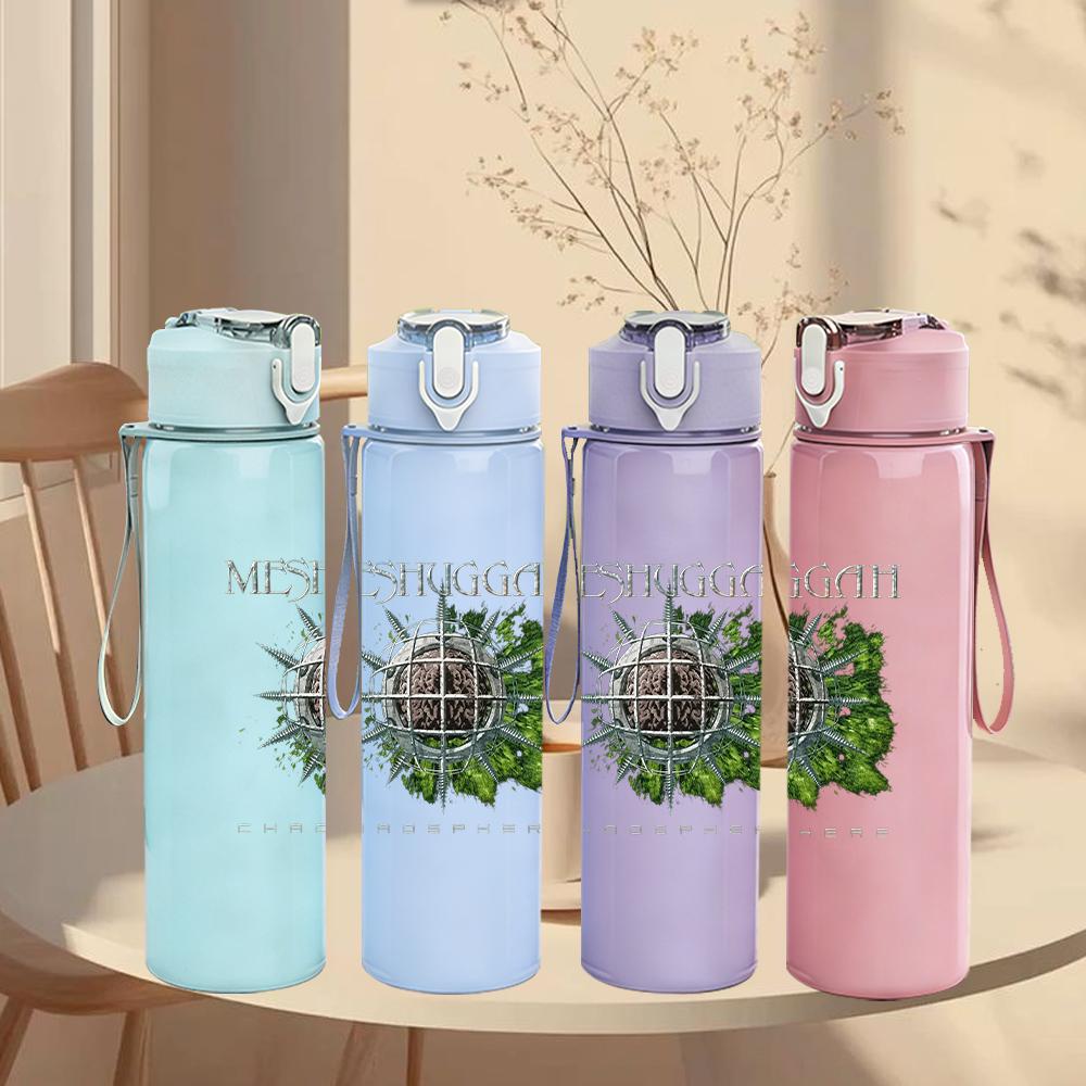 1PC Green Leaf Ornate Circle Vintage Print 750ml Portable Sports Water Bottle Leakproof Gym Outdoor Travel Drink Cup
