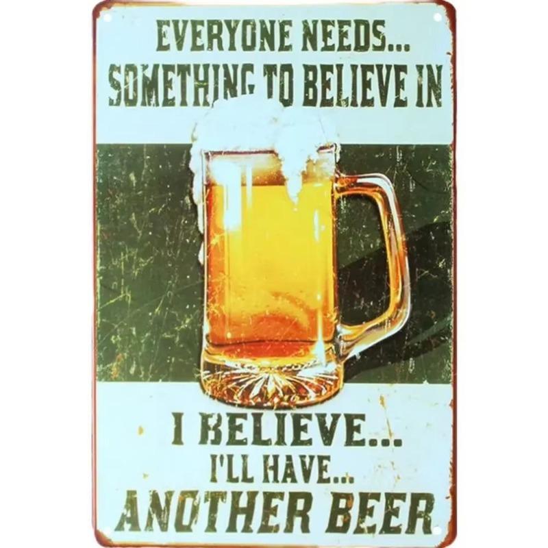 Vintage Beer Metal Sign, New Year Pub Decor Plaque