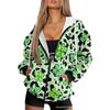 Vintage Ethnic 3D Printed Zip Up Hoodie Loose Fit Horse Geometric Graphic Sweatshirt Women