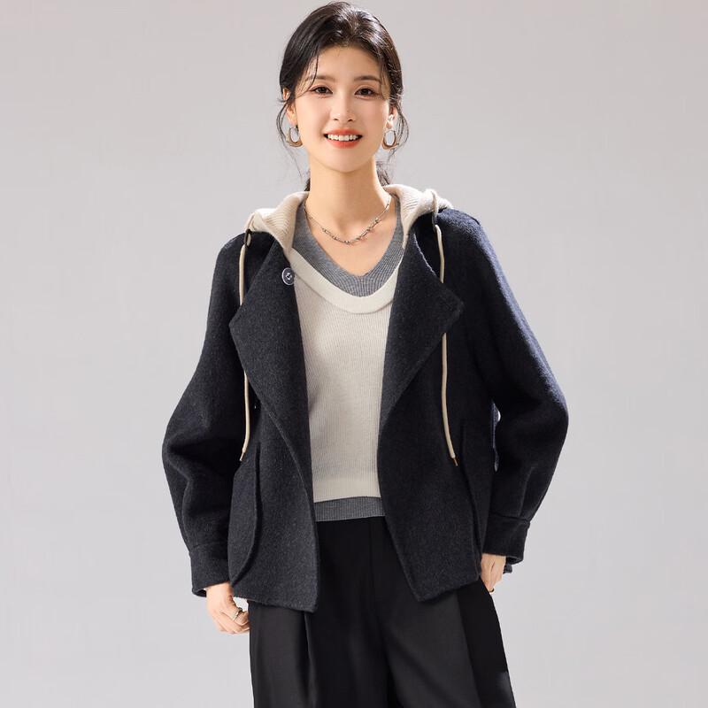 Women s Hooded Short Wool Blend Coat S