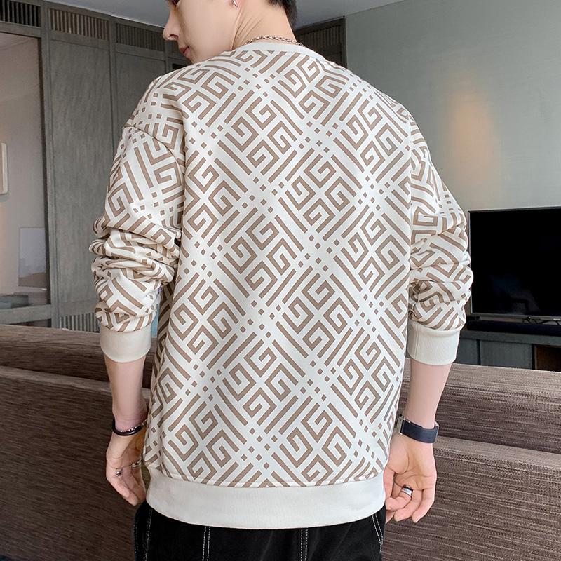 Camouflage Kariertes Hemd Langärmlig Jugendlich Trendig Sweatshirt Basisshirt Herbst und Winter Locker Rundhals Übergröße Pullover Top