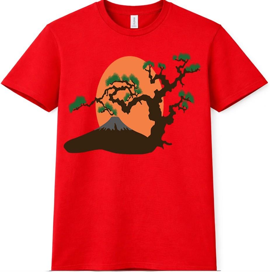 Bonsai Tree T-Shirt Japanese Mountain Sunset Landscape Graphic Nature Tee S