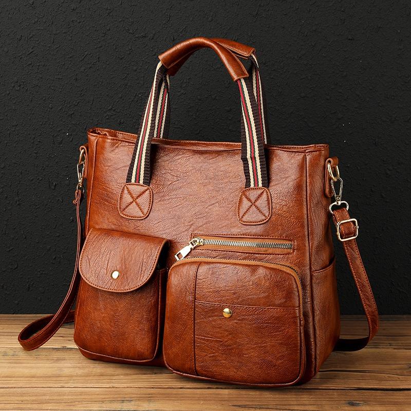 Crossbody Bag Handheld Bag Large Capacity Multi-Pocket Fashion Euro-American New Shoulder Bag Middle-Aged Mom Bag Outdoor Travel