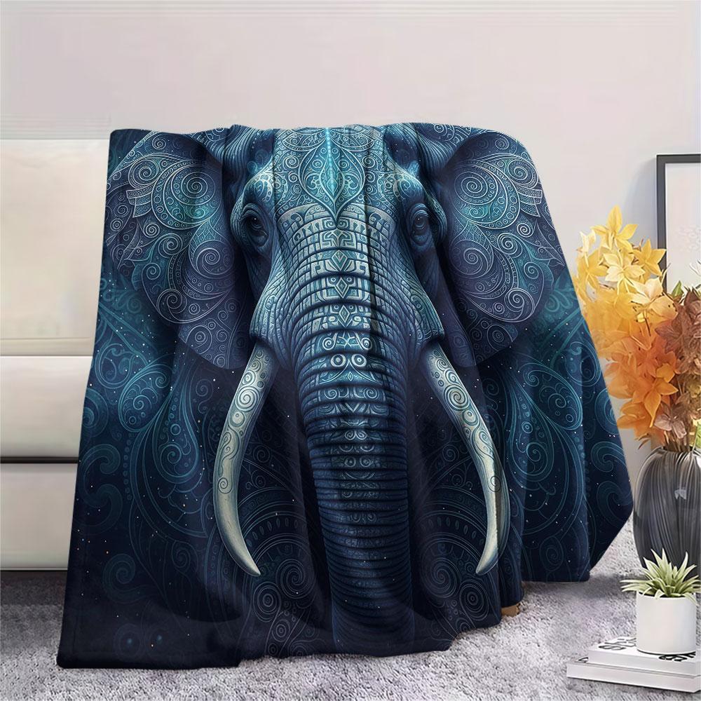 1Pc Mayan-styleanimals Print Flannel Blanket, High quality Comfortable for All Seasons, Home Decor, Warmth and Comfort, Perfect for Christmas Gifts
