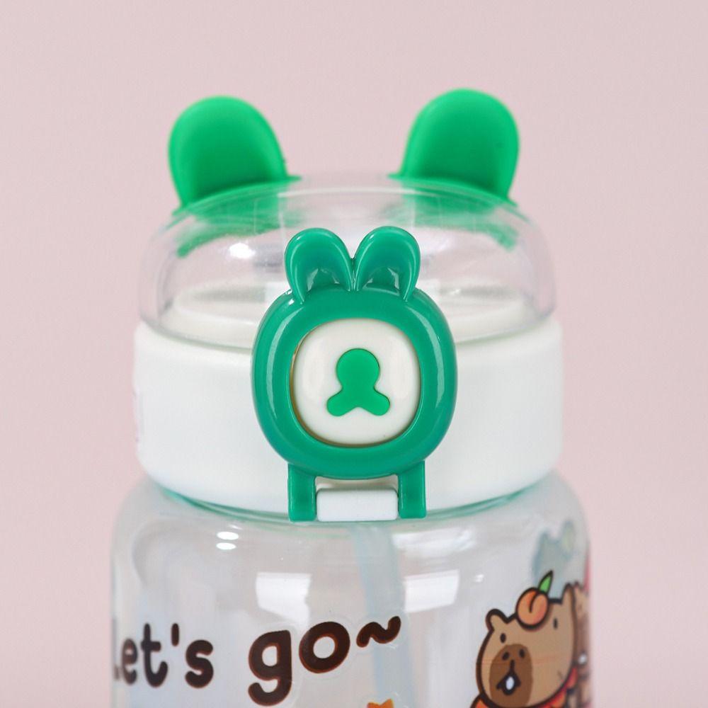 Large Capacity Capybara Water Bottle Cartoon Student Water Bottle Portable Straw Cup  Summer