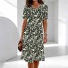 Damskie Modne Eleganckie Piękne Kwiaty Nadruk Letnie Wiosenne Krótki Rękaw Okrągły Dekolt Codzienne Sukienki