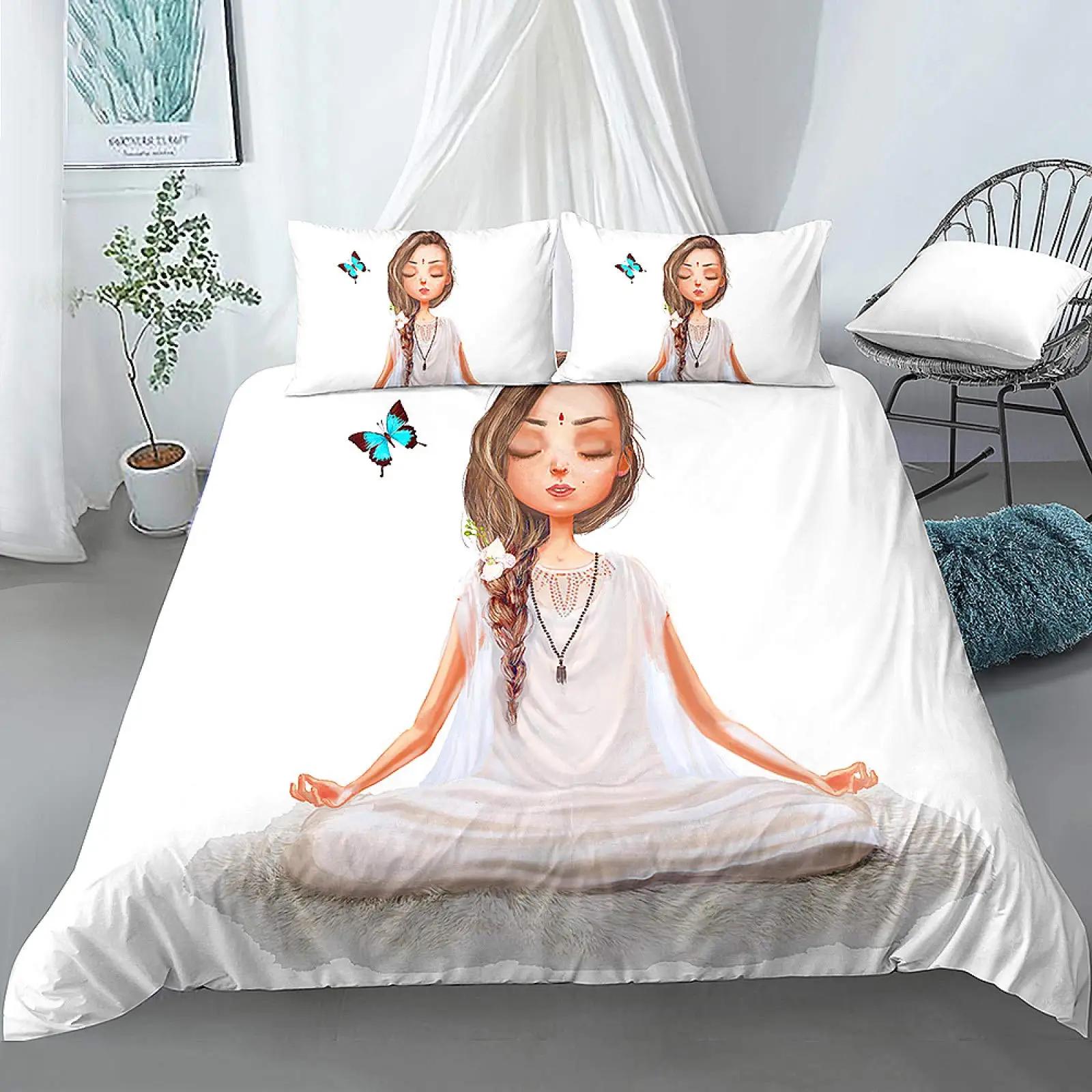 

Comforter Yoga Girls King Queen Hippie Trippy Magic Comforter Chakra Meditation Bedding Set 2/3Pcs Polyester Comforter (quilt)-EU Single(135*200cm)3pcs
