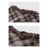 Autumn Retro Plaid Skirt Women High Waist A Line Midi Length Irregular Hem Vintage Fashion