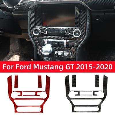 For Ford Mustang GT 2015- Carbon Fiber Interior Car GPS Navigation Trim Frame Multi-media Console Decoration Sticker Decal