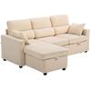 Adjustable Sofa Bed, L-Shaped Guest Sofa with Bed Function, Storage Space, Cushions, for Living Room, Guest Room, Beige