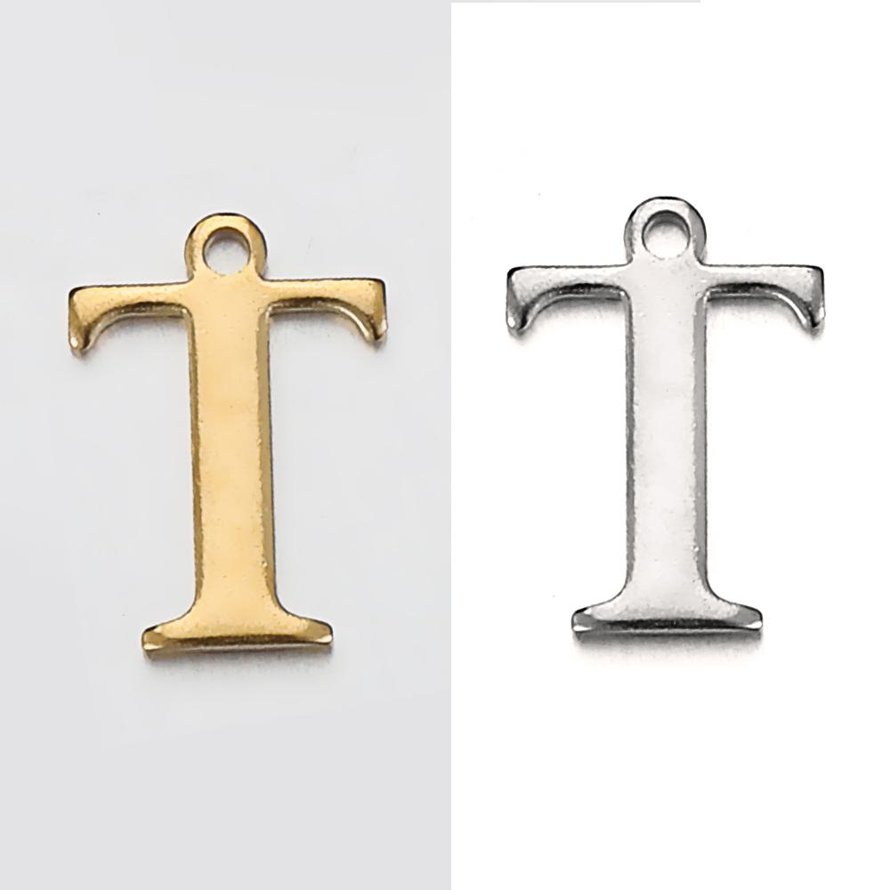 20pcs Stainless Steel Gold Letter Charm Initial Charms Alphabet Beads Pendants Assorted for Bracelet Necklace Jewelry Making DIY