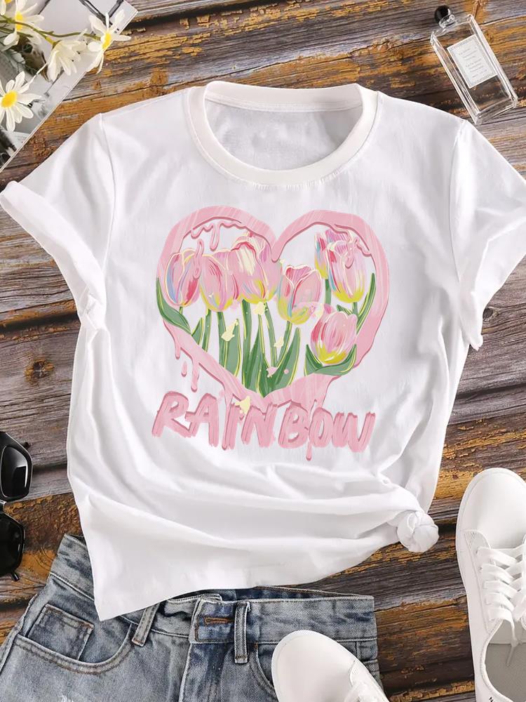 (Asian Size) cute style 90s Female Top Fashion Graphic Short Sleeve T-shirts Casual T Shirt  Lady Printed Clothing Women Tee