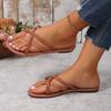 New Summer Korean Style Plus Size Women's Fashionable Braided Flat Beach Sandals for Vacation
