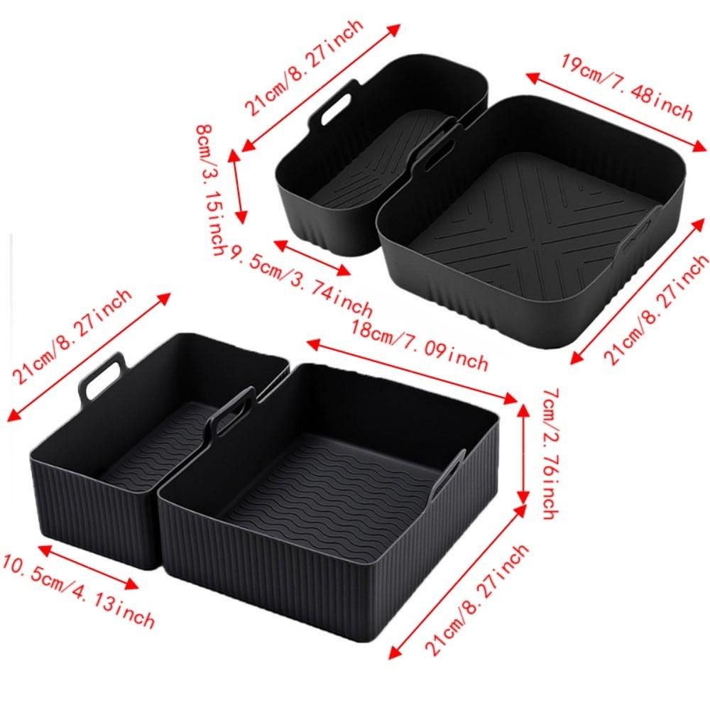 Reusable Dual Basket Baking Tray 6L/3L Air Fryer Silicone Pot Air Fryer Basket  Splash Guard Tool