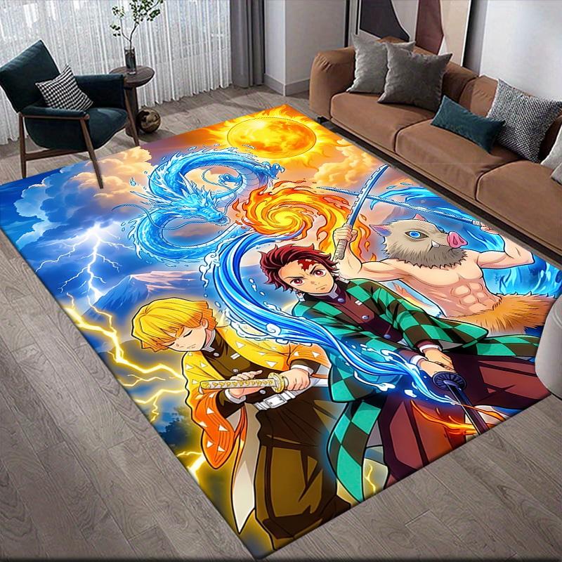 Demon Slayer Anti-Slip Floor Mat, Rectangular Carpet for Bedroom, Game Area & Living Room, Stylish Home Decor