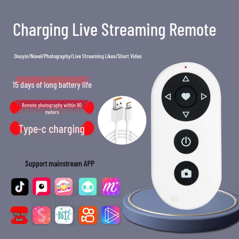 

Многофункциональный беспроводной Bluetooth-пульт для фото, TikTok, электронных книг — Перезаряжаемый и удобный в использовании White + Transparent Bag