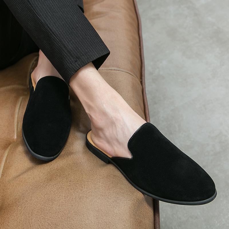 Men's Casual Shoes Outdoor for Men Anti-slip Half Shoes Loafers Suede Leather Slippers Sandals Man Mules Fashion Slides Sneakers