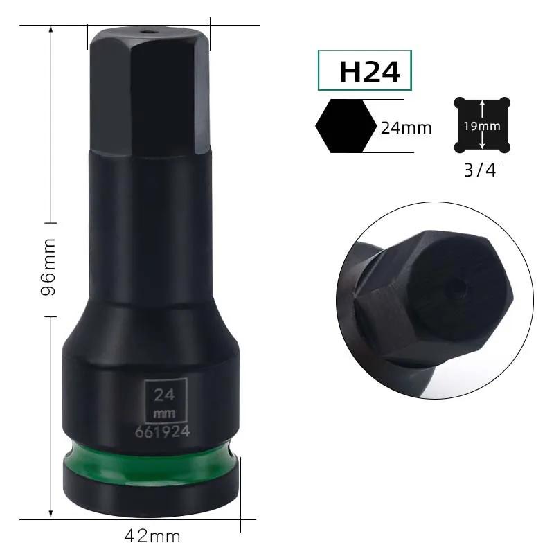 Zeskant Bit Socket Adapter T25H10-H36 voor 3/4 Inch Aandrijving Voor Slagmoersleutel met Verhoogde Sterkte door Geïntegreerde Constructie
