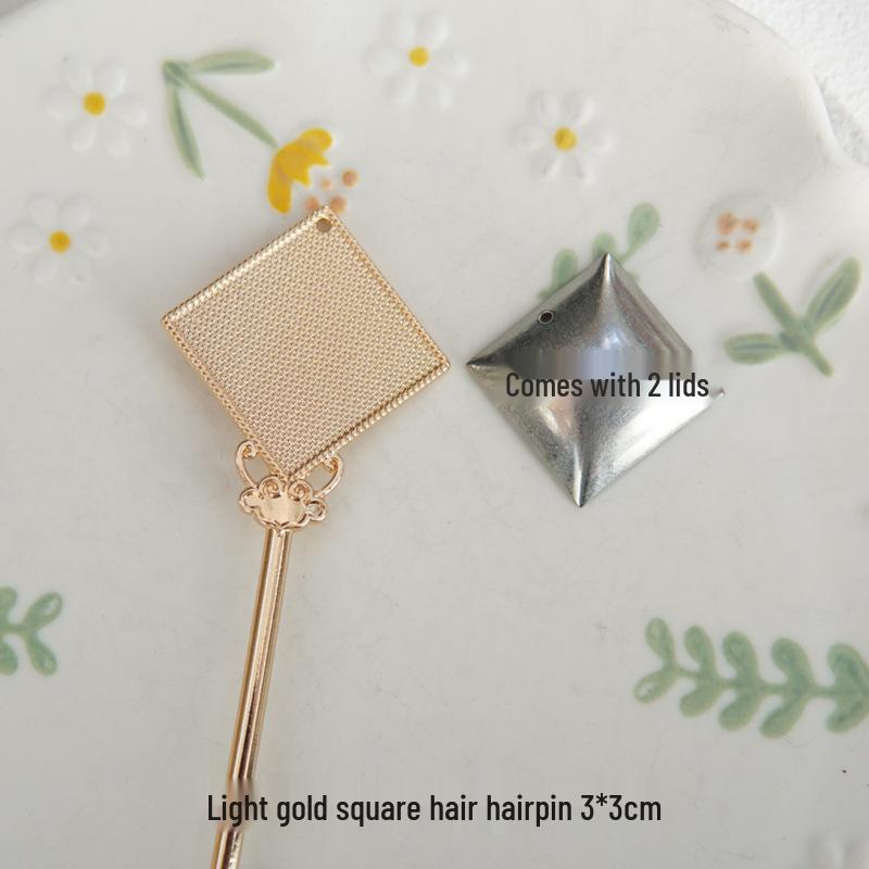 Handwoven Song Brocade Blue-Dyed Fabric Embroidery Cloth with Medium Hairpins - New Chinese Design, DIY Accessories, Double Lid