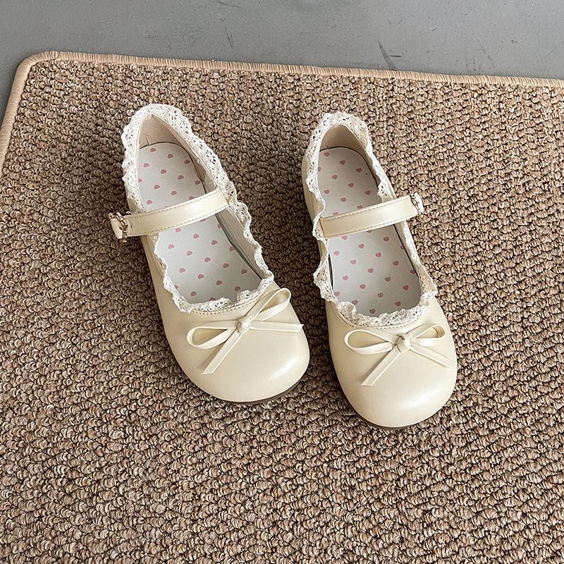 Fashion Women's Fashion Single Shoes Spring Autumn New Round Head Shallow Mouth Butterfly Knot Metal Buckle Soft Sole Non-slip Flat Shoe