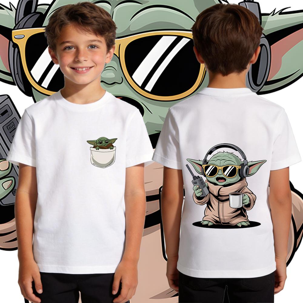 Kids Boys Yoda Graphic T Shirt Cotton Casual Soft Breathable Star Wars Child Clothing Summer Top Toddler Tee