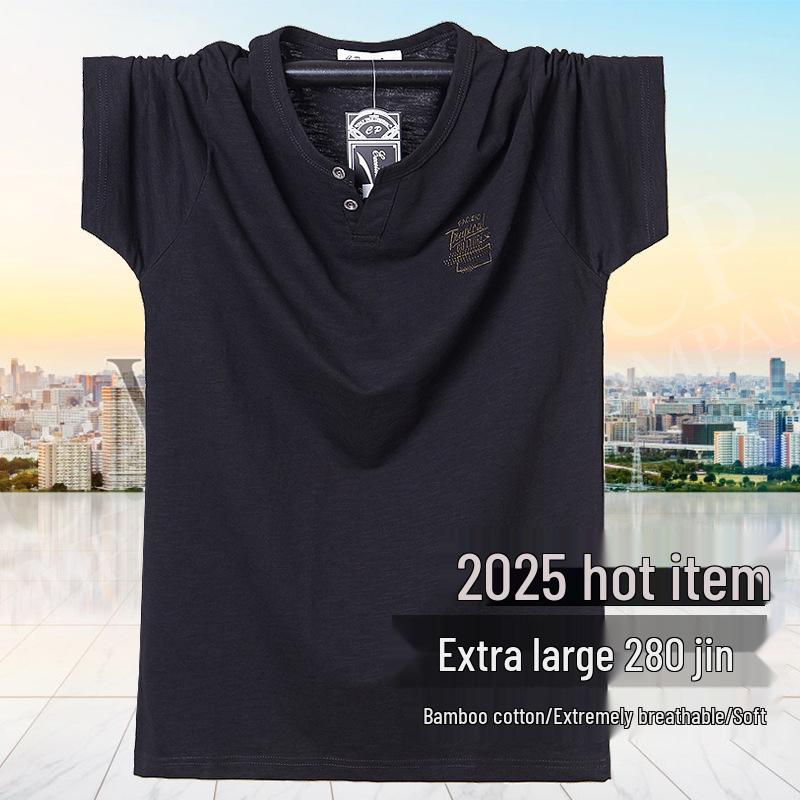 Men's Plus Size Korean Style Bamboo Knit Short Sleeve T-shirt