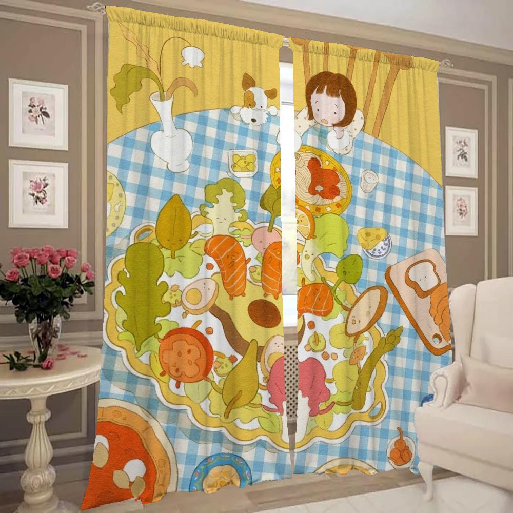Okení Kuchyňské Závěsy do Obývacího Pokoje 2 Kusy Zatemňovací Závěsy Dveřní Závěs Medvídci a Dívky Přepážka Dekorace Ložnice