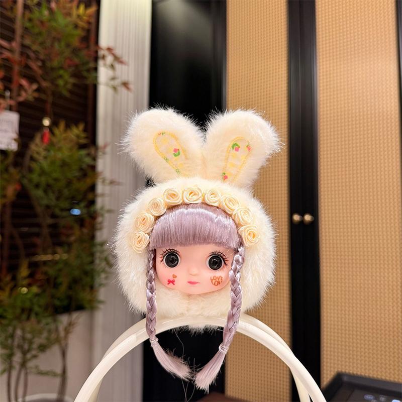Cute Rabbit Ears Vinyl Face Plush Doll Series Pendant Backpack Hangings Decoration Gifts