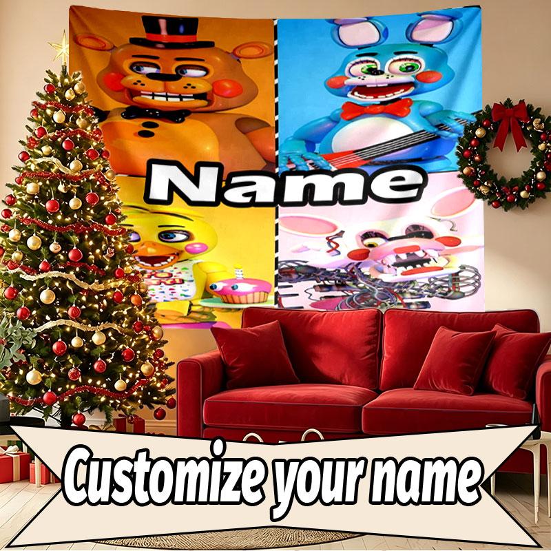 Custom Name Personalized Five Nights at Freddy's Print Tapestry, Wall Art Decor, Bedroom, Dorm, Apartment, LivingRoom, Party Backdrop, Gift for Birthd