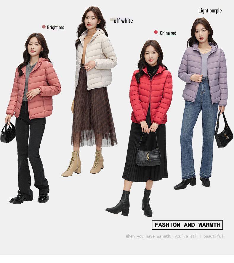 Korean Style Women's Hooded Down Jacket - Lightweight, Warm, Plus Size, Simple and Versatile for Autumn and Winter