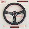 14inch 350mm Aluminum Spoke Perforated Leather Auto Racing Steering Wheel Deep Corn Drifting Sport Steering Wheel Red Line