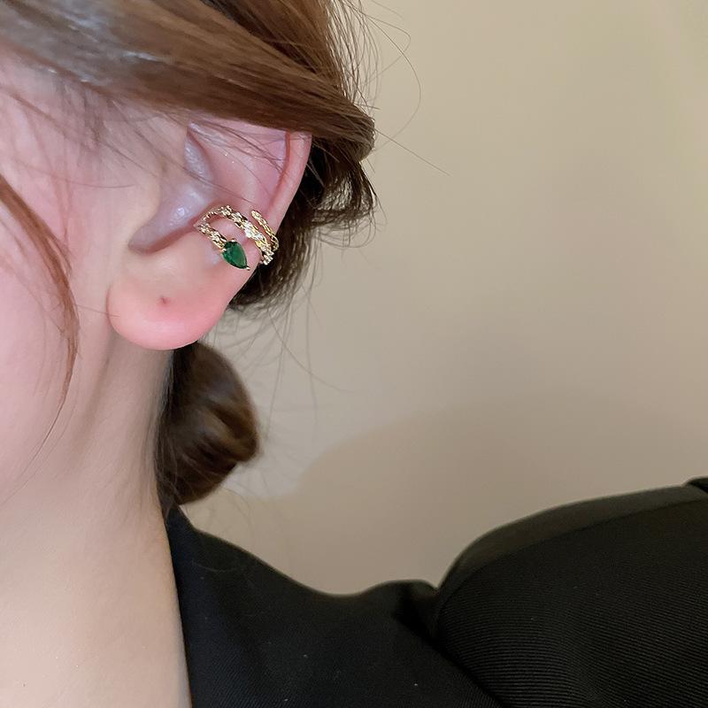 Silver needle zircon curved snake winding stud earrings niche design earrings earrings