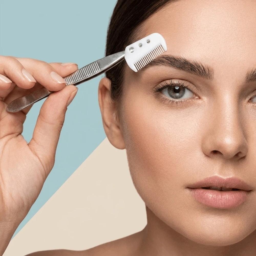 1pc/24pcs Stainless Steel Eyebrow Trimming Makeup Tool With Comb Beauty Tool Personal Beauty Care