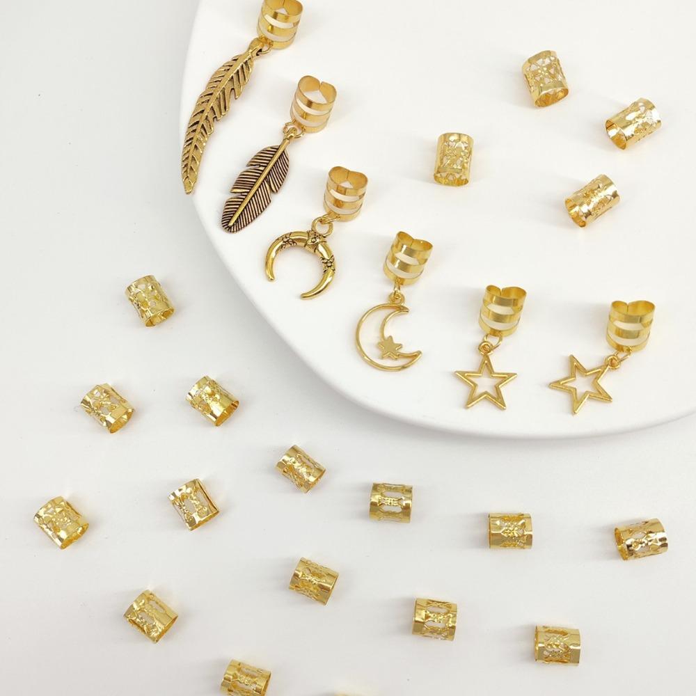26pcs Dread Locks Hollow Out Hair Ring Metal Cuff Clips Hair Braid Tubes  for Braids