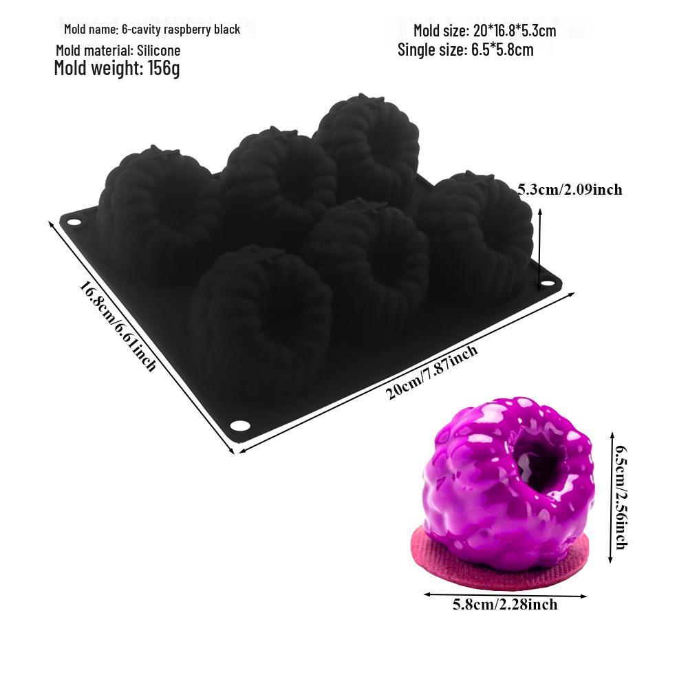 6-Cavity Raspberry Strawberry Fruit Mousse Silicone Cake Molds by Loochu