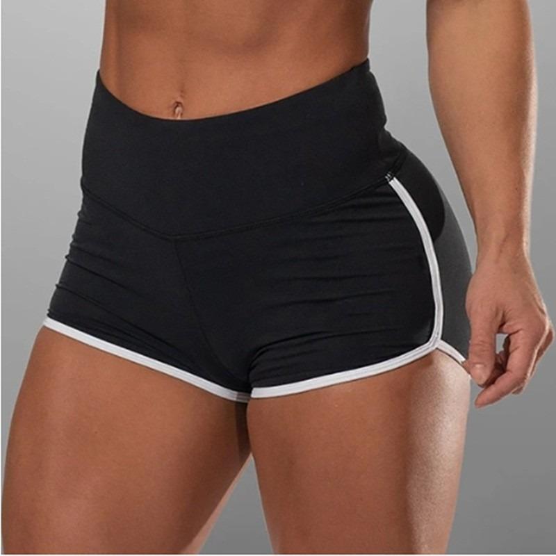 Women's Plus-size Sexy Solid-color Printed High-waisted Sports Running Tight Booty Lift Shorts
