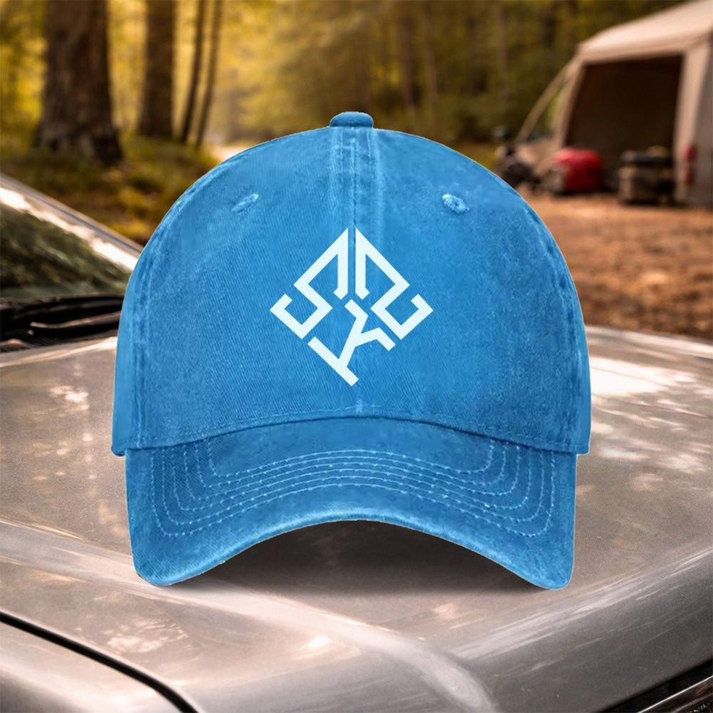 Geometric Logo Vintage Washed Baseball Cap Adjustable for Weddings Festivals Cycling Camping Golf