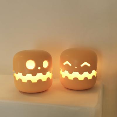 Bedroom Decoration Rechargeable Lamp Cartoon Ghost Face Bedside Light Halloween Decor Cute Room Night Lights For Kids Room