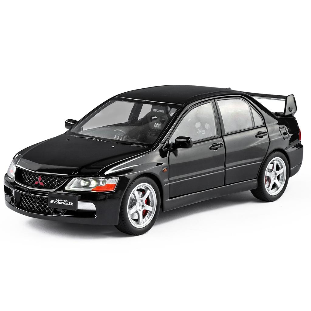 rlsh8 1:24 Mitsubishi EVO 9th generation alloy car model sound and light steering six door openable supercar ornament